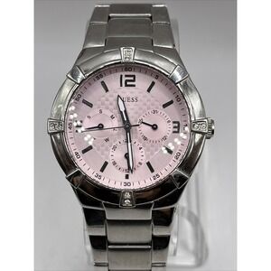 Guess Waterpro Women's Multi Function Watch Pink Dial U10055L2- New Battery